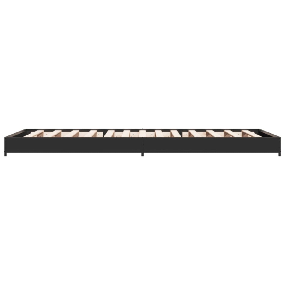 Estructura de cama madera de ingeniería y metal negra 75x190