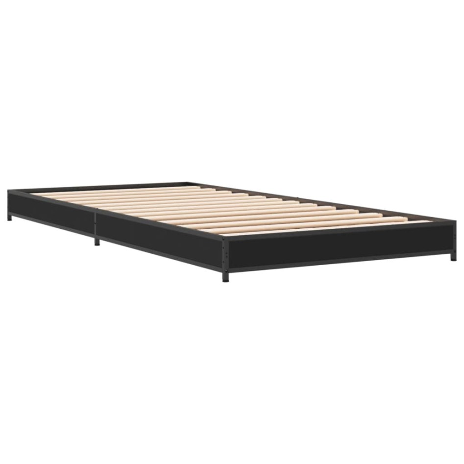Estructura de cama madera de ingeniería y metal negra 75x190