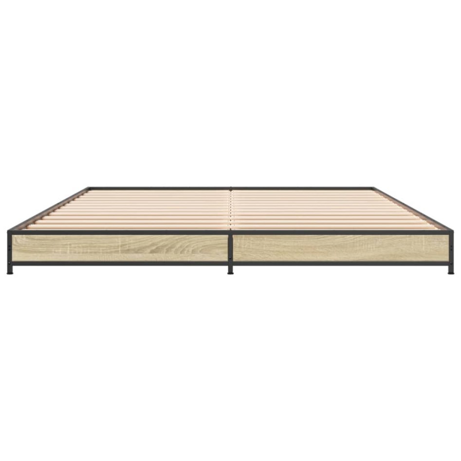 Estructura cama madera ingeniería metal roble Sonoma 120x200