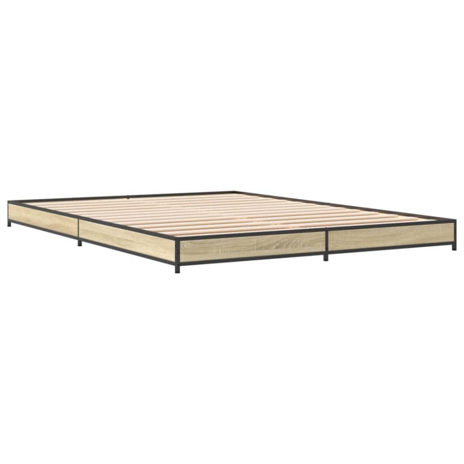 Estructura cama madera ingeniería metal roble Sonoma 120x200