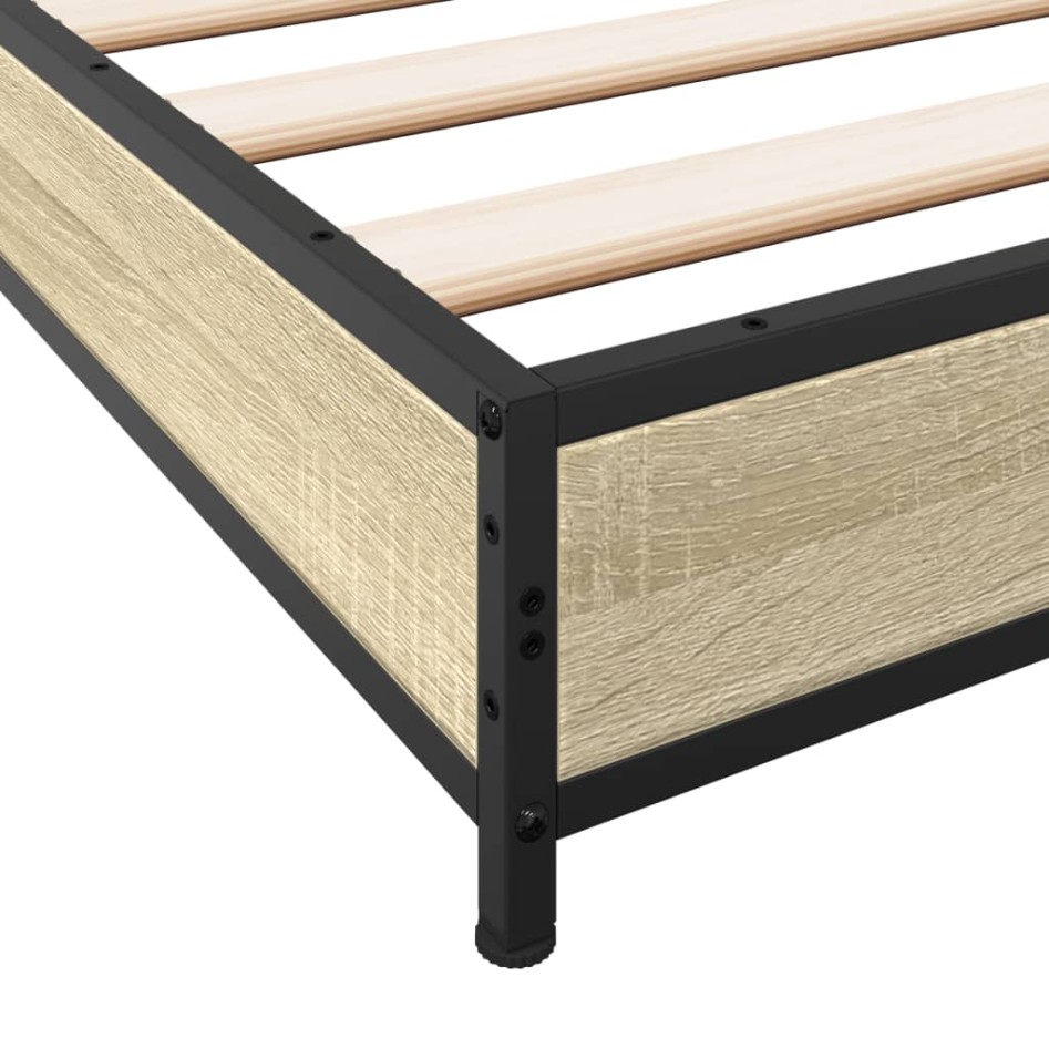 Estructura cama madera ingeniería metal roble Sonoma 120x200