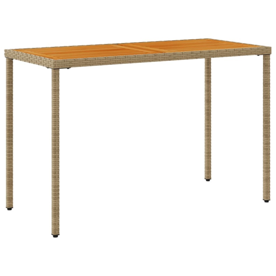 Mesa de jardín superficie de madera ratán PE beige 115x54x74
