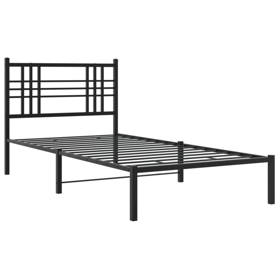 Estructura cama sin colchón con cabecero metal negro 90x200