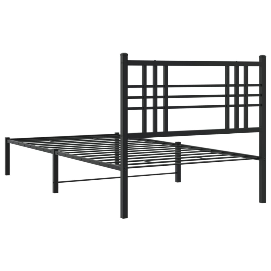 Estructura cama sin colchón con cabecero metal negro 90x200