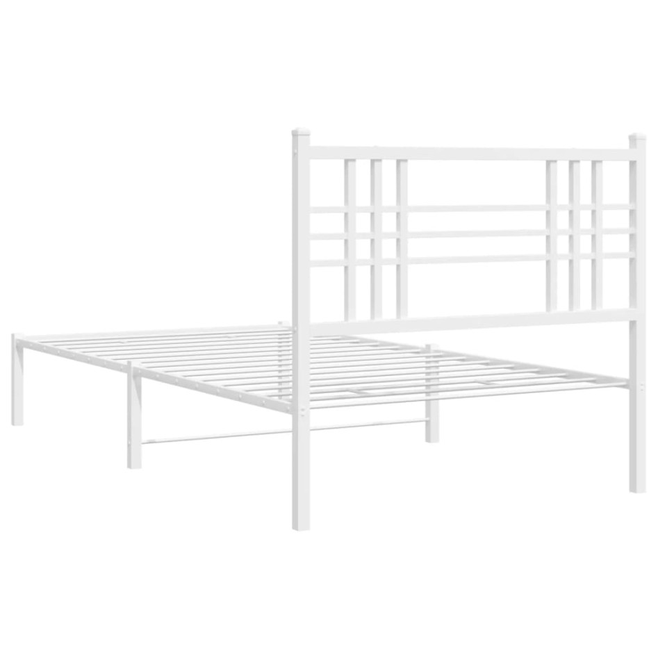 Estructura cama sin colchón con cabecero metal blanco