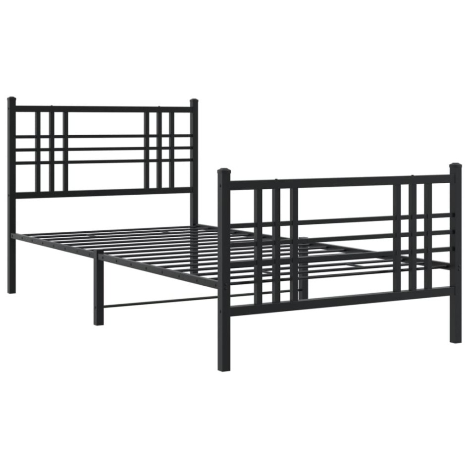 Estructura cama sin colchón con estribo metal negro 100x190