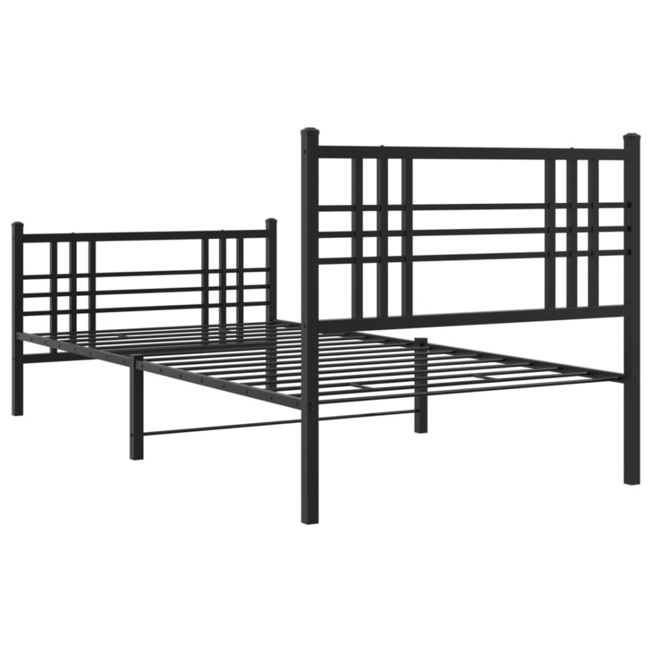 Estructura cama sin colchón con estribo metal negro 100x190
