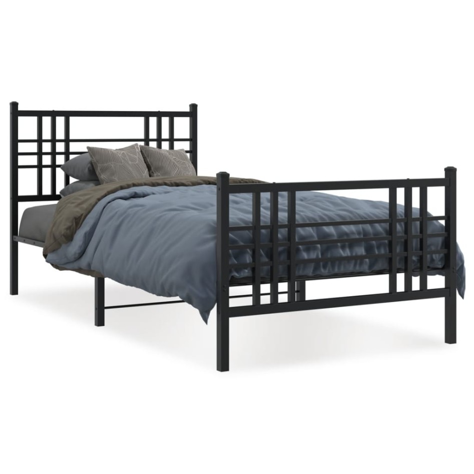 Estructura cama sin colchón con estribo metal negro 90x190