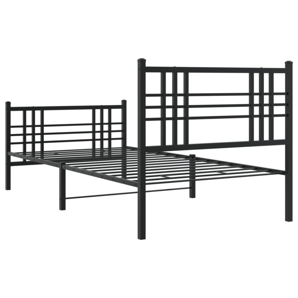Estructura cama sin colchón con estribo metal negro 90x190