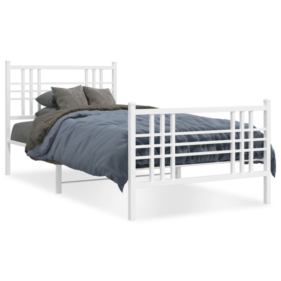 Estructura cama sin colchón con estribo metal blanco 90x190
