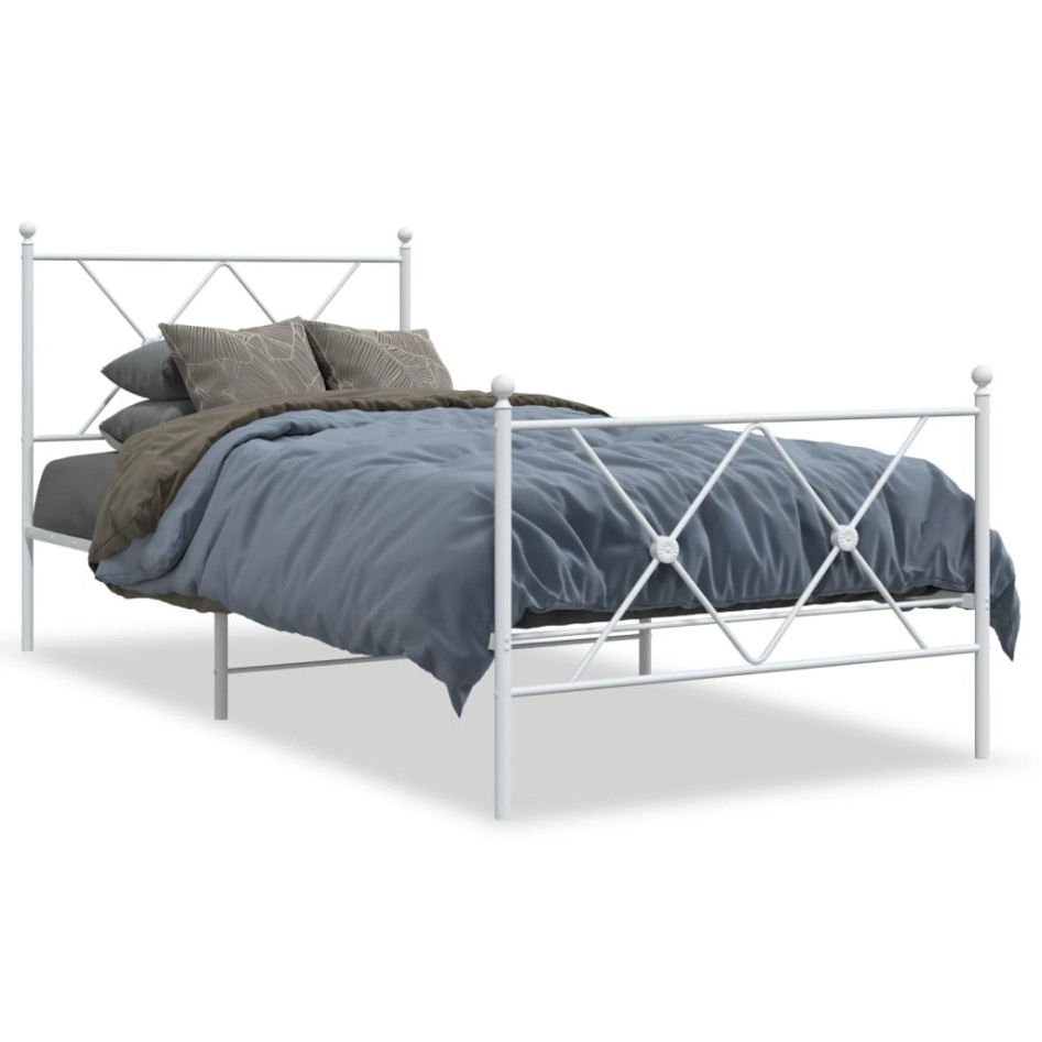 Estructura cama sin colchón con estribo metal blanco 90x190