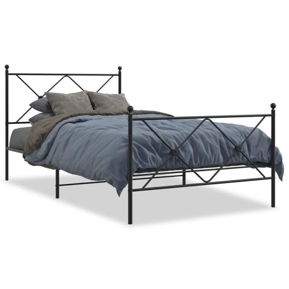 Estructura cama sin colchón con estribo metal negro 100x190