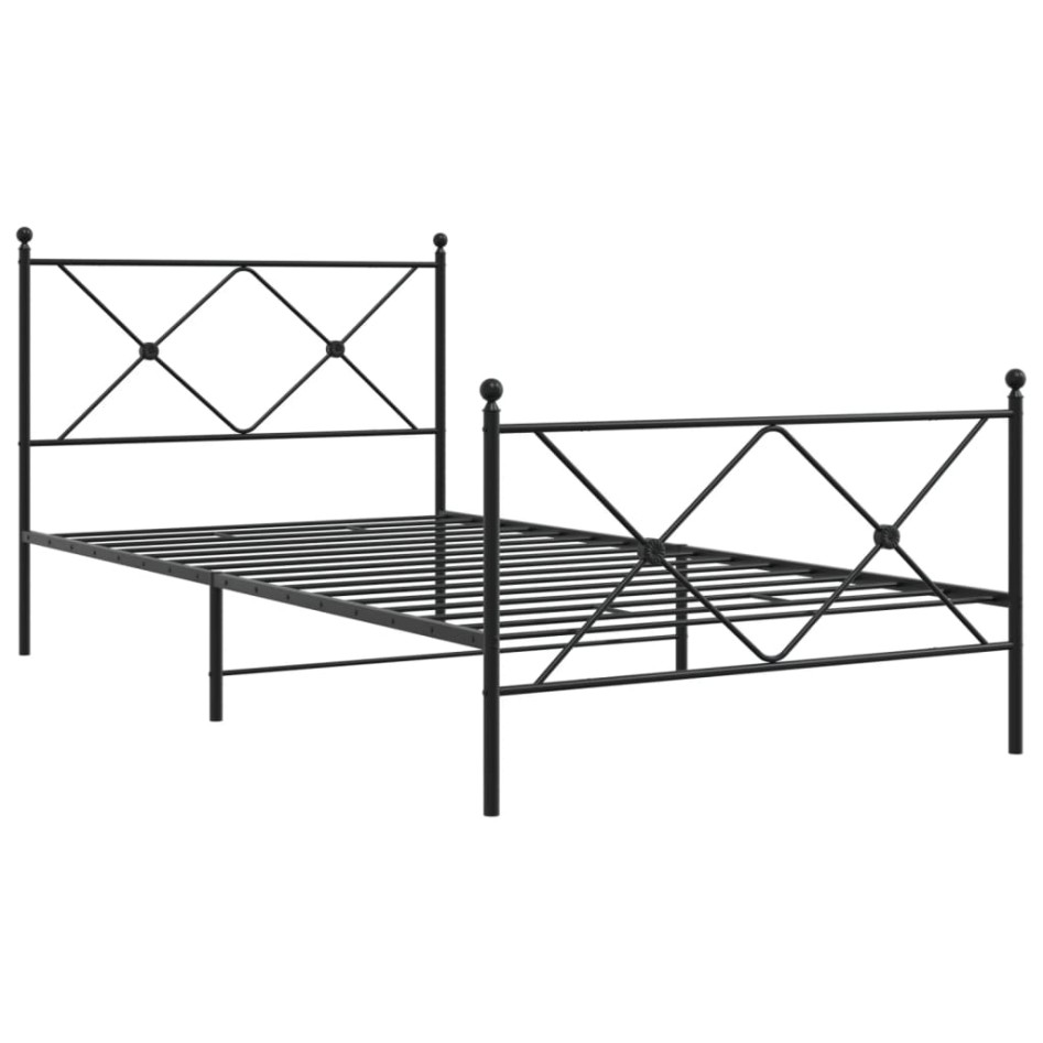 Estructura cama sin colchón con estribo metal negro 100x190
