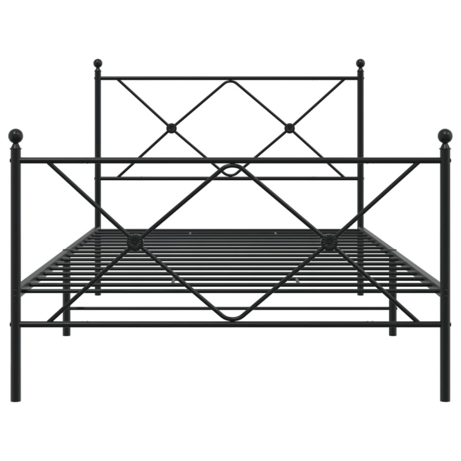 Estructura cama sin colchón con estribo metal negro 100x190
