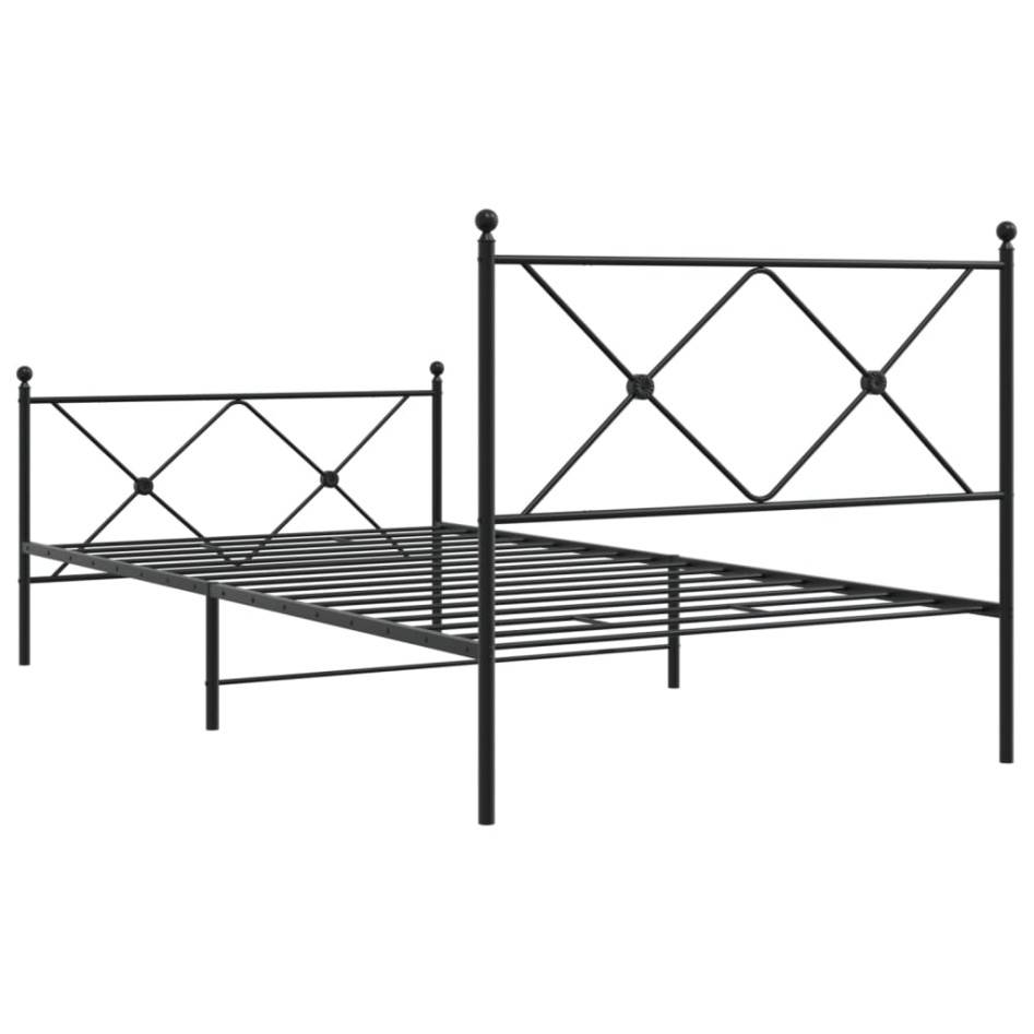 Estructura cama sin colchón con estribo metal negro 100x190
