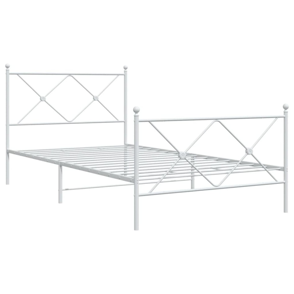 Estructura cama sin colchón con estribo metal blanco 100x190