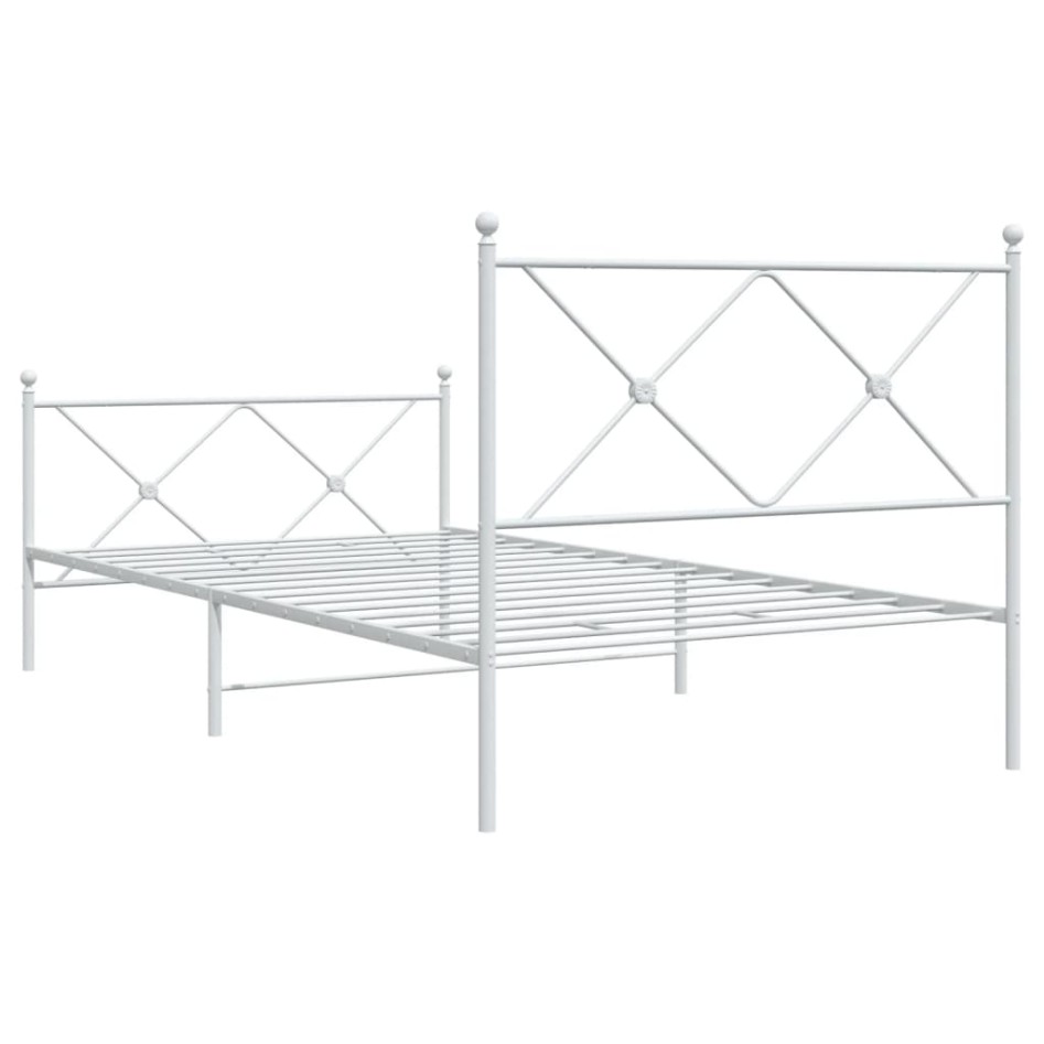 Estructura cama sin colchón con estribo metal blanco 100x190