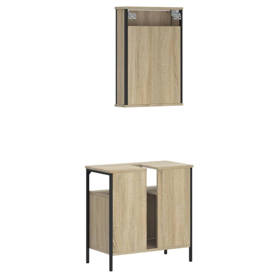 Set de muebles de baño 2 pzas madera contrachapada roble