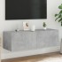 Mueble de TV de pared con luces LED gris hormigón 100x35x31