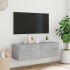 Mueble de TV de pared con luces LED gris hormigón 100x35x31