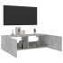 Mueble de TV de pared con luces LED gris hormigón 100x35x31