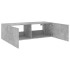 Mueble de TV de pared con luces LED gris hormigón 100x35x31