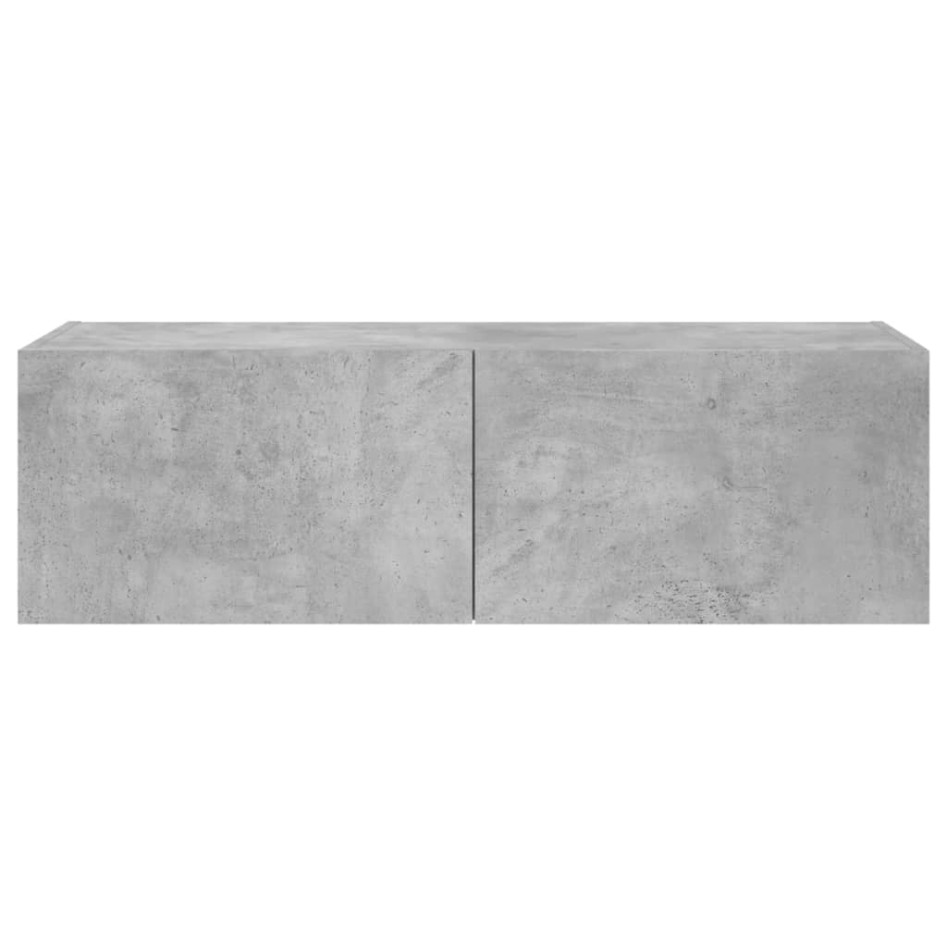 Mueble de TV de pared con luces LED gris hormigón 100x35x31
