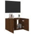 Mueble de TV de pared con luces LED marrón roble 60x35x41