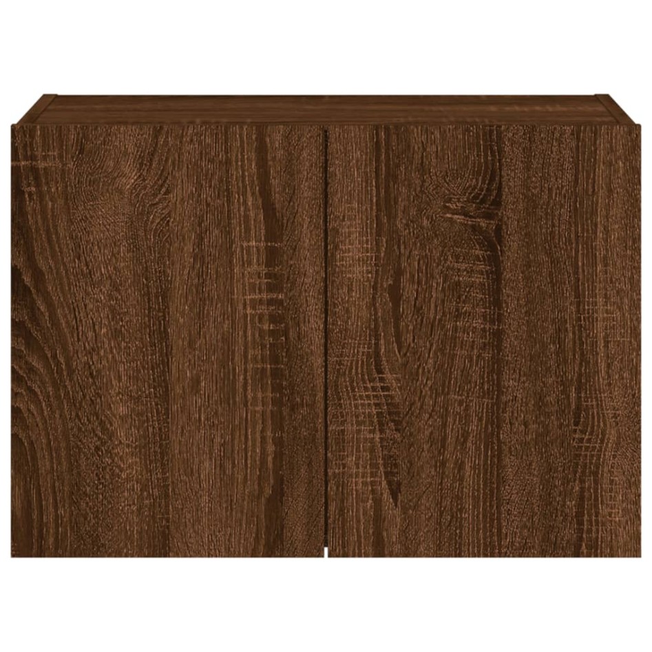 Mueble de TV de pared con luces LED marrón roble 60x35x41