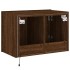Mueble de TV de pared con luces LED marrón roble 60x35x41