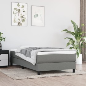 Estructura de cama sin colchón tela gris oscuro 80x200