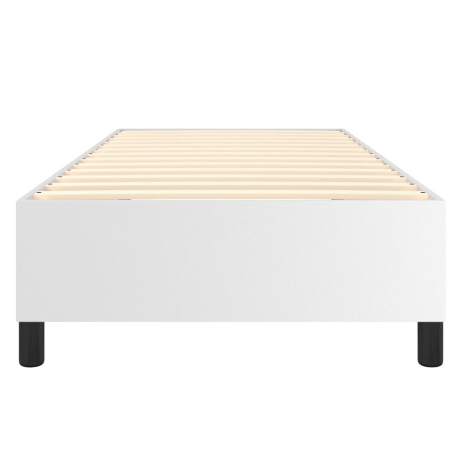 Estructura de cama sin colchón cuero sintético blanco