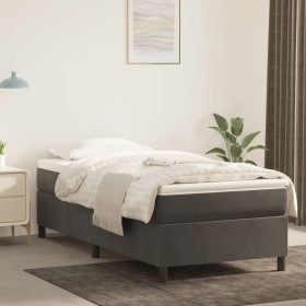 Estructura de cama sin colchón terciopelo gris oscuro 80x200