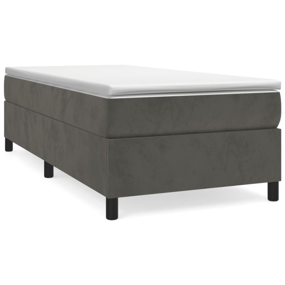 Estructura de cama sin colchón terciopelo gris oscuro 80x200