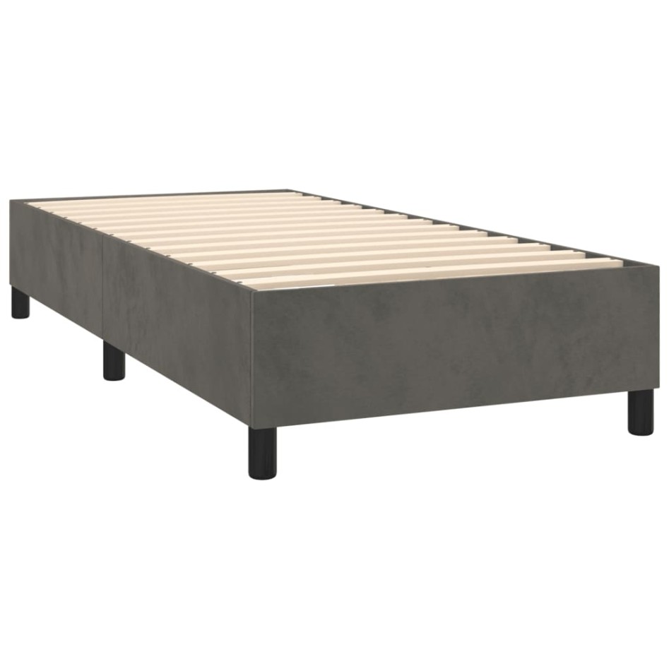 Estructura de cama sin colchón terciopelo gris oscuro 80x200