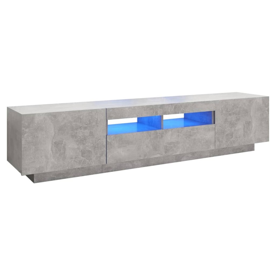 Mueble para TV con luces LED gris hormigón 180x35x40