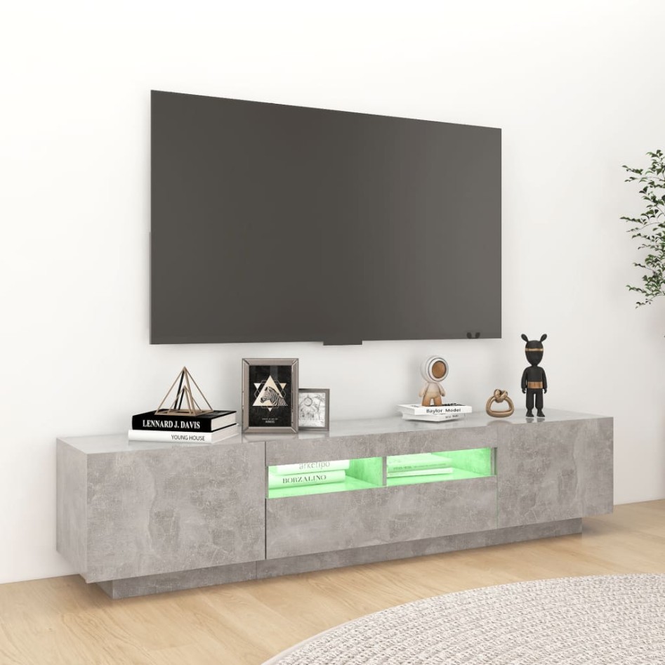 Mueble para TV con luces LED gris hormigón 180x35x40