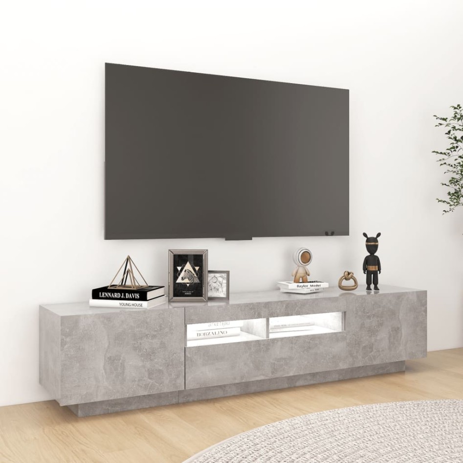 Mueble para TV con luces LED gris hormigón 180x35x40