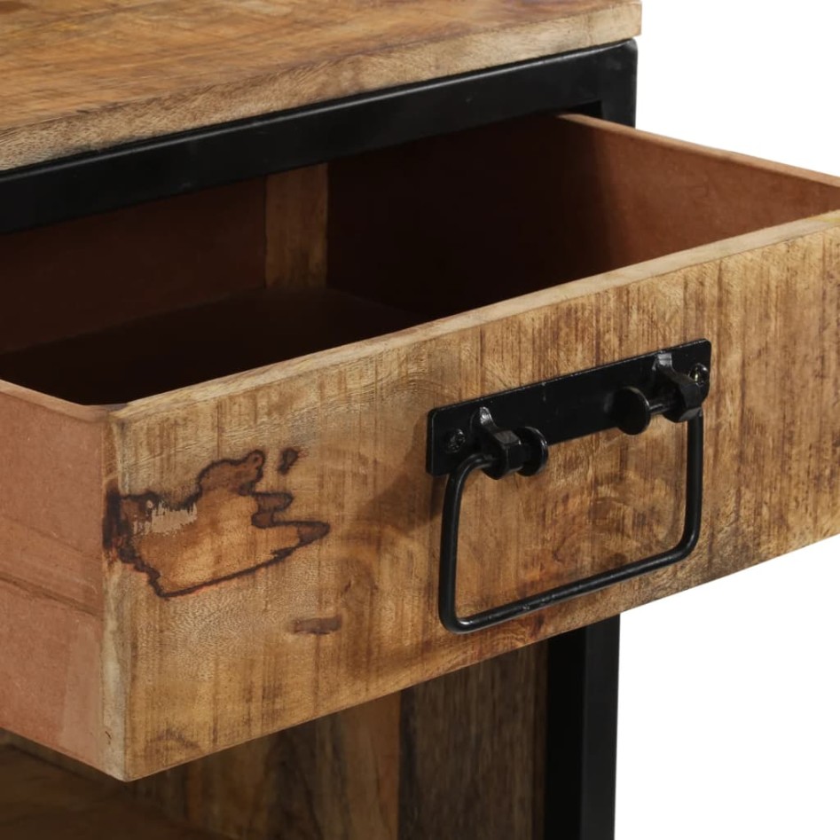 Mesita de noche madera maciza de mango 40x35x40