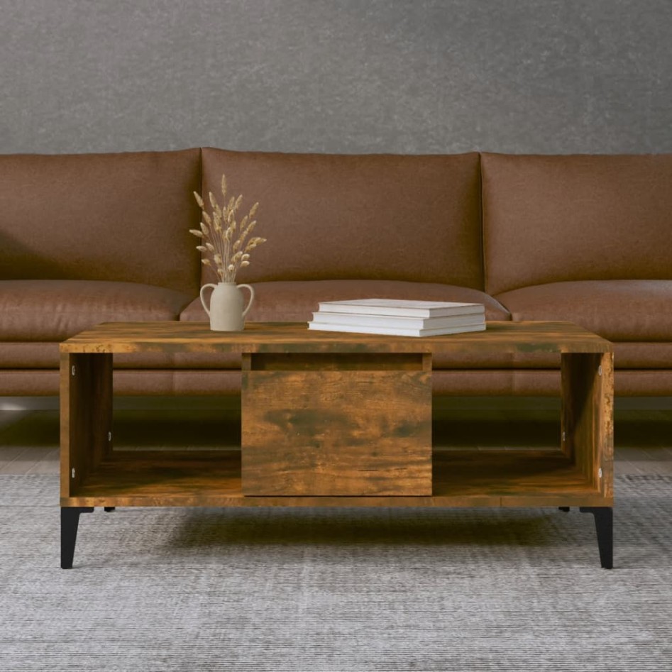 Mesa de centro madera contrachapada roble ahumado 90x50x36,5