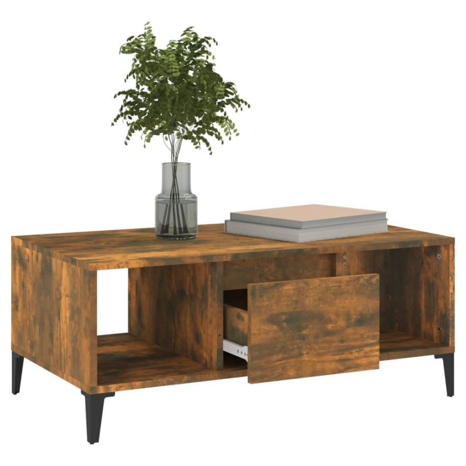 Mesa de centro madera contrachapada roble ahumado 90x50x36,5