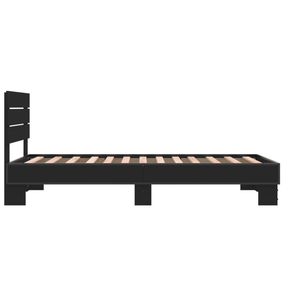 Estructura de cama madera de ingeniería y metal negra 75x190