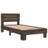 Estructura cama madera ingeniería metal roble marrón 75x190