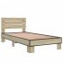 Estructura cama madera ingeniería metal roble Sonoma 90x190
