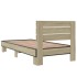 Estructura cama madera ingeniería metal roble Sonoma 90x190
