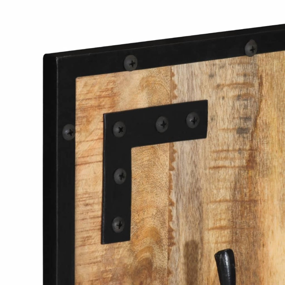 Perchero madera maciza de mango rugosa 35x8x110