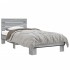 Estructura cama madera ingeniería metal gris Sonoma 90x200