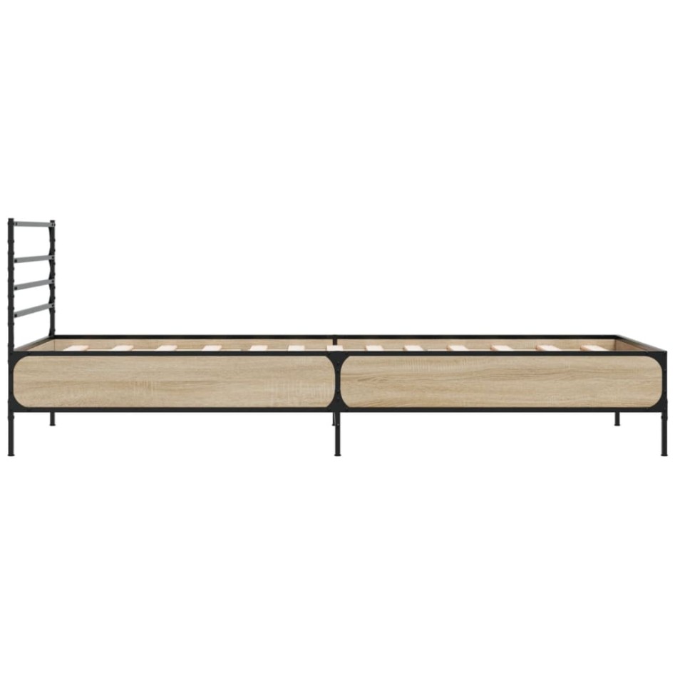 Estructura cama madera ingeniería metal roble Sonoma 90x190