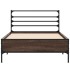 Estructura cama madera ingeniería metal roble marrón 90x200