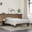 Estructura cama madera ingeniería metal roble marrón 90x200 cm